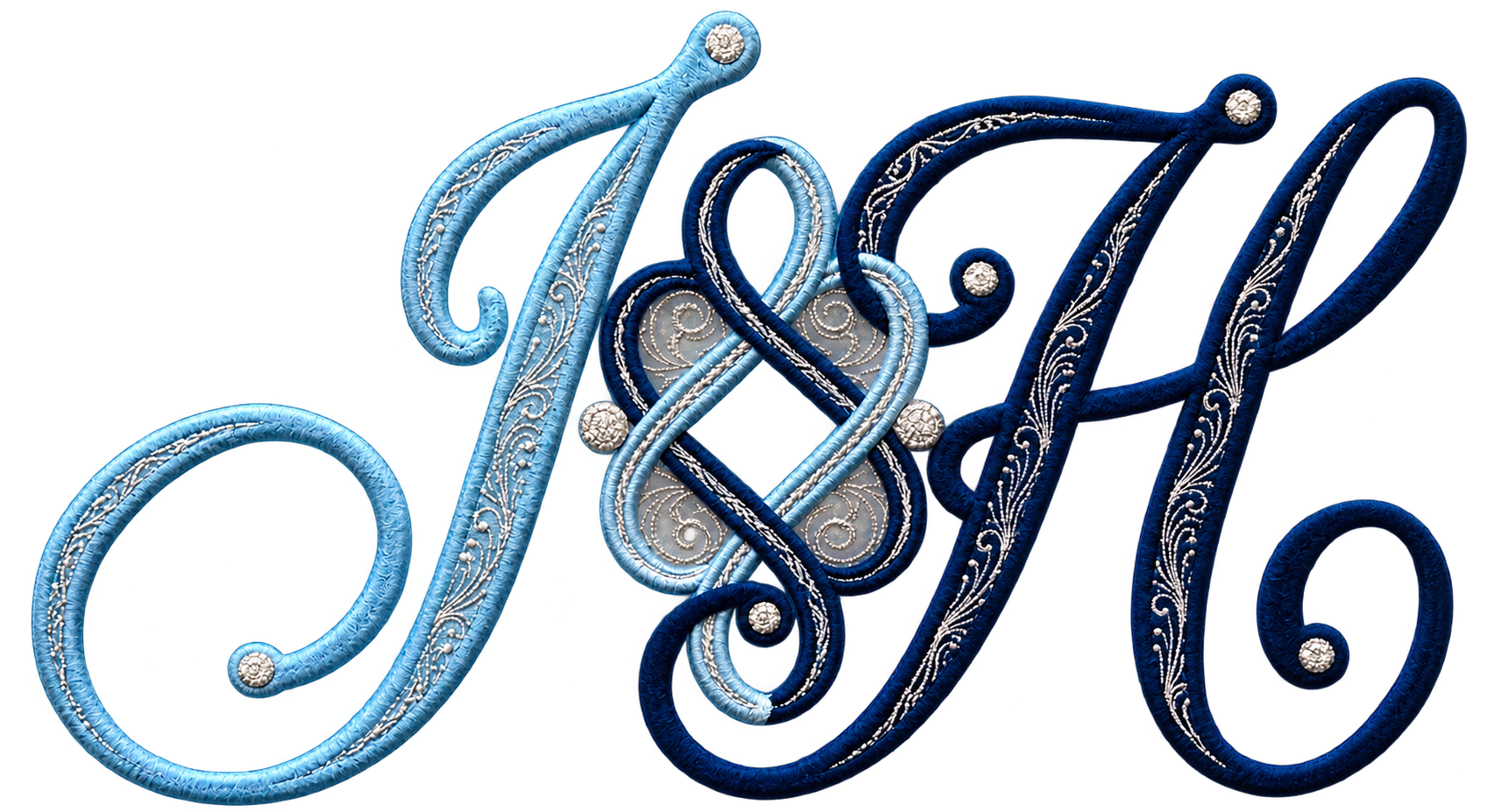 Jenna and Huw's initials with a Celtic knot